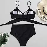 Чорний купальник із завищеною посадкою ліф-топ із чашками, фото 2