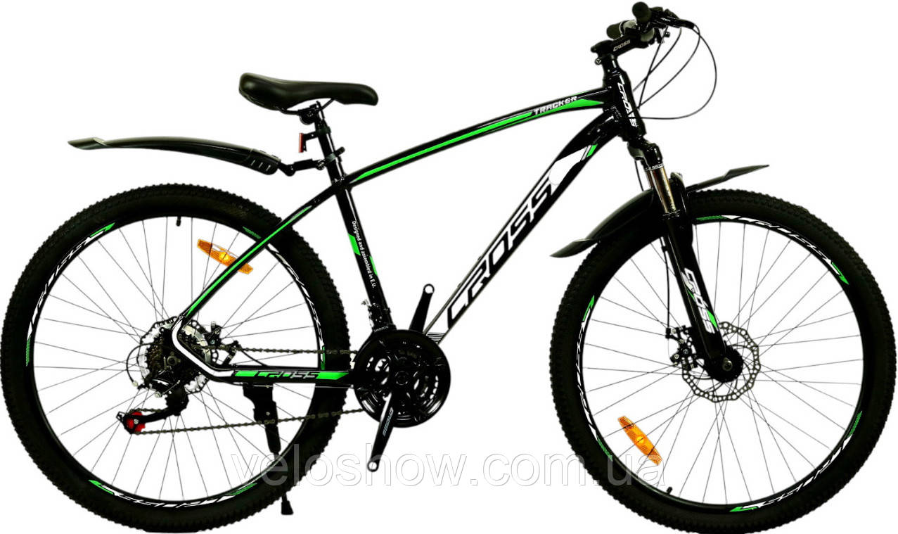 Підлітковий алюмінієвий 24 Tracker Shimano велосипед гірський з амортизатором Crossbike, фото 1