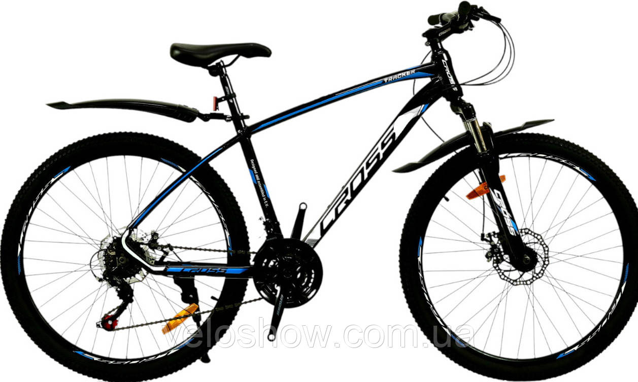 Підлітковий алюмінієвий 24 Tracker Shimano велосипед гірський з амортизатором Crossbike, фото 1