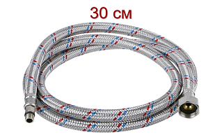Гнучкий шланг для води обплетення нерж.сталь (ГШ) гайка 1/2" – штуцер М10 «коротка голка», 30 см
