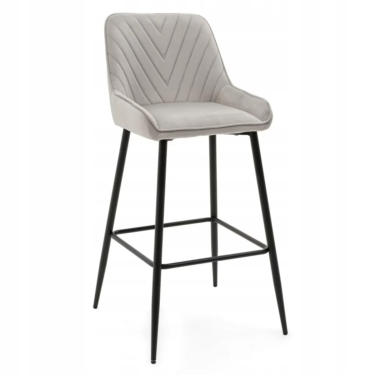 Барне крісло PADRA з велюру з візерунком «ялинкою» на 4 металевих ніжках, сірий колір, фото 1