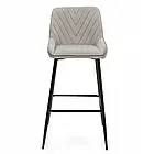 Барне крісло PADRA з велюру з візерунком «ялинкою» на 4 металевих ніжках, сірий колір, фото 2