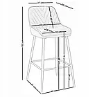 Барне крісло PADRA з велюру з візерунком «ялинкою» на 4 металевих ніжках, сірий колір, фото 4