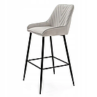 Барне крісло PADRA з велюру з візерунком «ялинкою» на 4 металевих ніжках, сірий колір, фото 7