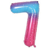 Кулька цифра 7 фольгована з принтом зірок 40 дюймів різнобарвний, фото 2