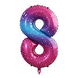 Кулька цифра 8 фольгована з принтом зірок 40 дюймів різнобарвний, фото 2