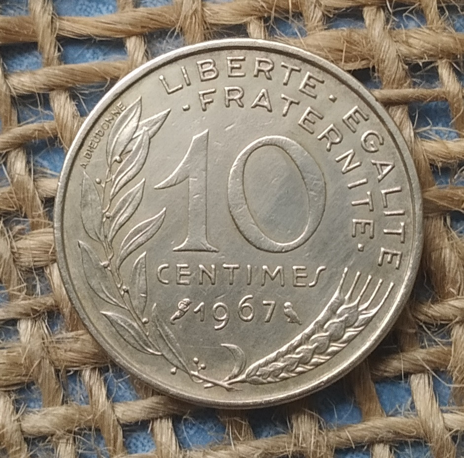 10 сантимiв 1967 року францiя