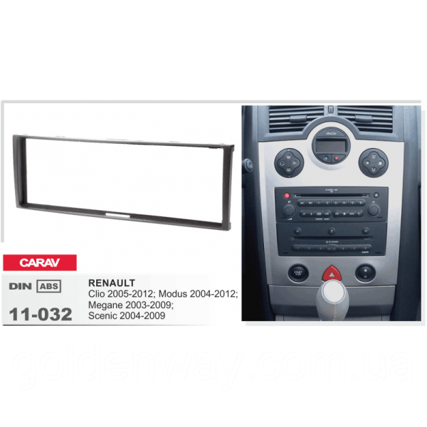 Перехідна рамка на магнітоу 1 DIN для автомобіля Renault Megane Modus Clio Scenic 2003-2009 Carav 11-032, фото 1