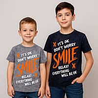 Футболка для мальчика с принтом SMILE (стрейч-кулир, вареное пенье)