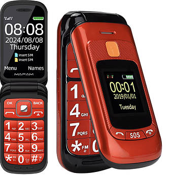 Телефон бабушкофон розкладачка MAFAM F899+ для людей похилого віку та пенсіонерів, SOS, 2 SIM, 2800 мАг, Дисплей 2.4"