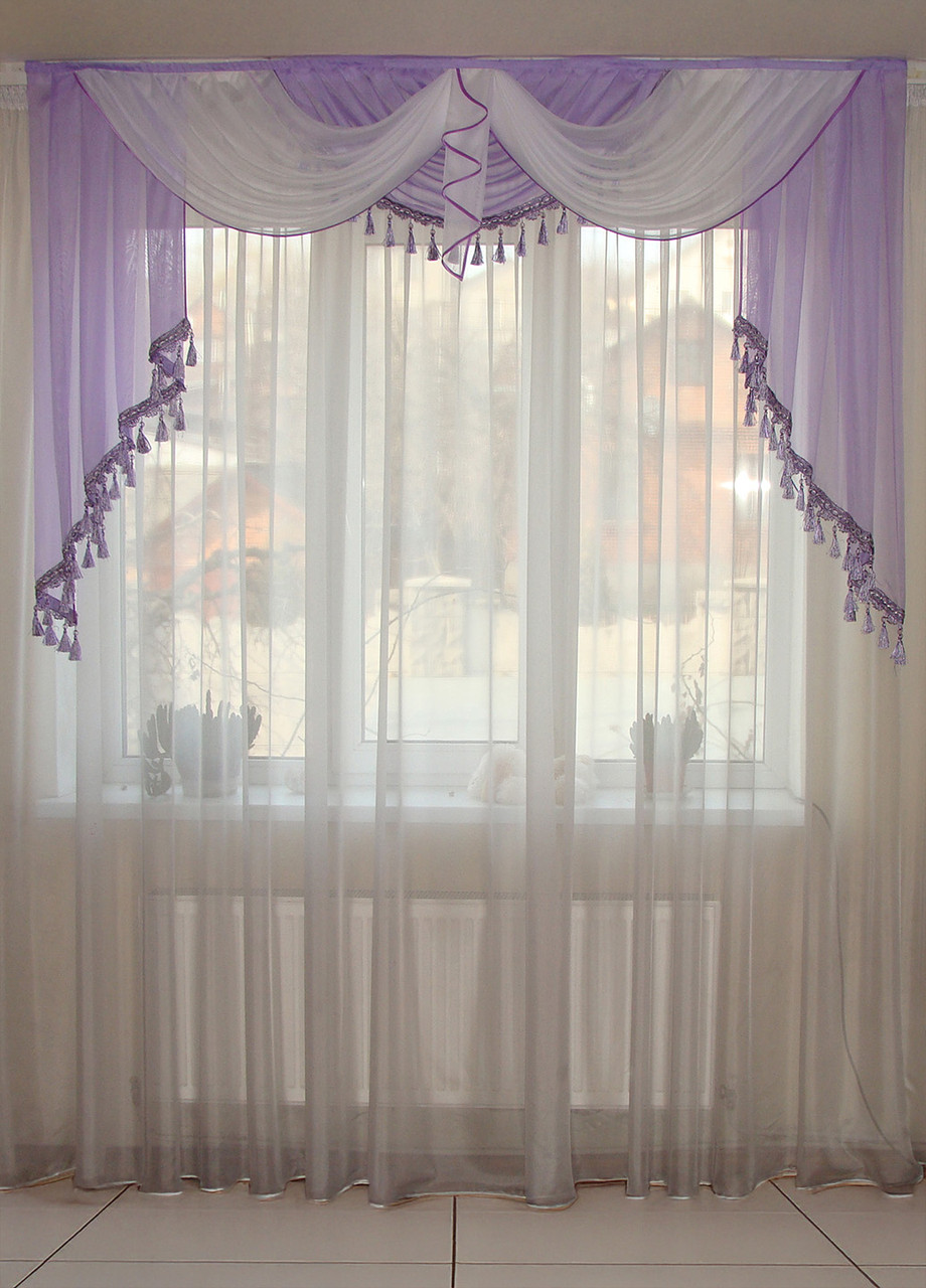 Ламбрекен Firanka Класика карниз 200см  фіолетовий з білим (8_2м), фото 1