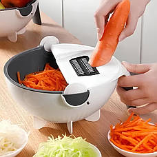 Багатофункціональна овочерізка Wet Basket Vegetable Cutter з 7 змінними лезами — мультислайсер для різання овочів, фруктів, сиру, фото 4