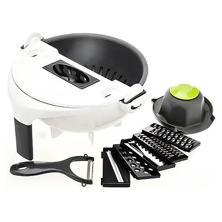 Багатофункціональна овочерізка Wet Basket Vegetable Cutter з 7 змінними лезами — мультислайсер для різання овочів, фруктів, сиру, фото 1