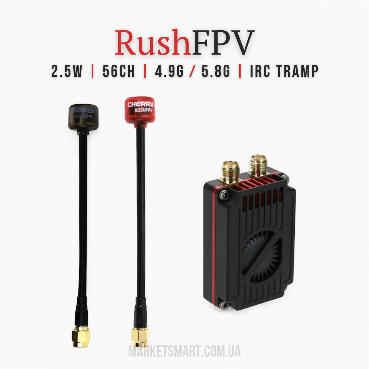Дводіапазонний відеопередавач RushFPV 5.8G/4.9G 2.5W | 56CH | FPV VTX + 2 антени | VTX RushFPV 5G Analog
