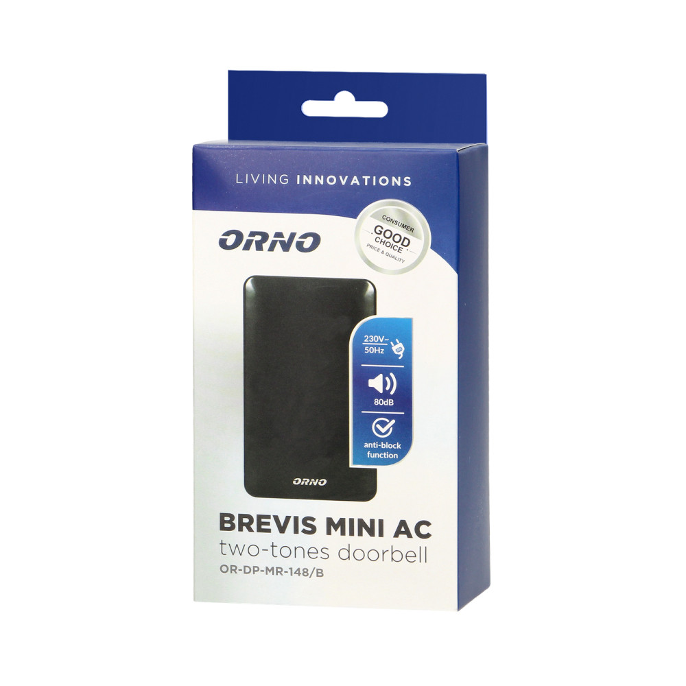 Дзвінок BREVIS  MINI AC 2 тоновий білий 220V OR-DP-MR-148/B 820212 ORNO