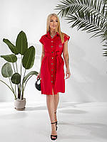 Плаття літнє із льона під пояс, арт. 357, блакитне