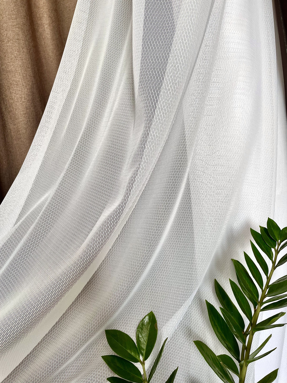 Тюль однотонний молочний зі структурою, фото 1