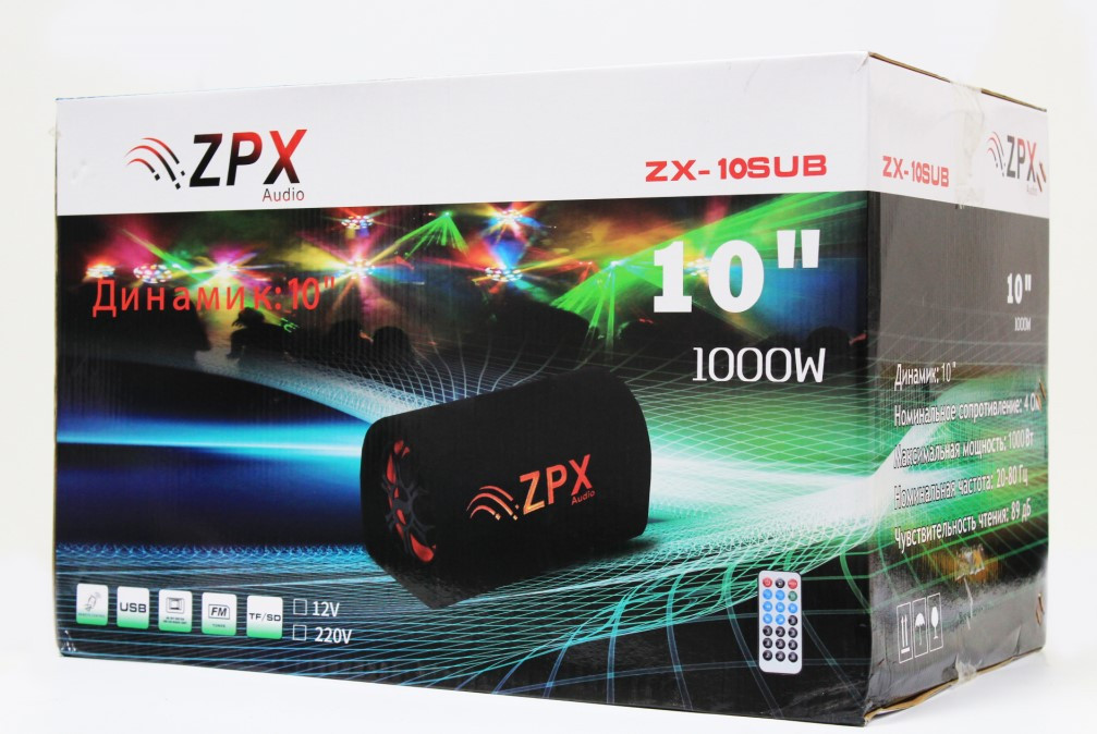 Акустична система ZX-10SUB 1000W ZPX Якісний сабвуфер в автомобіль і так само для дому SV227, фото 1