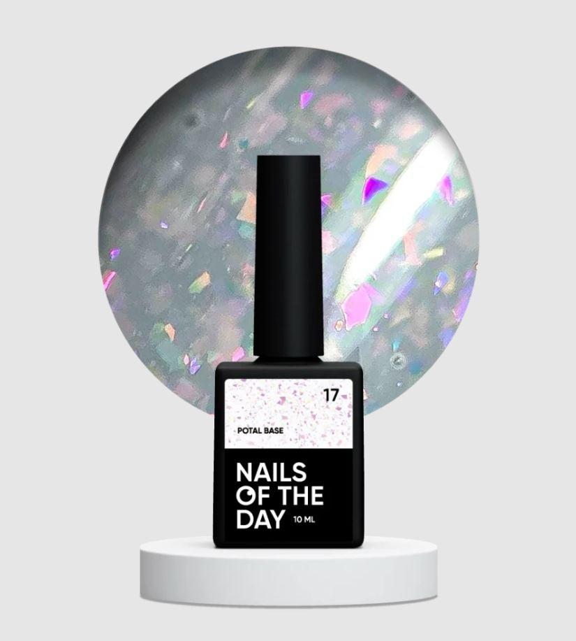 База з поталю Nails Of The Day Potal Base №17 (ніжно-молочна з фіолетовою поталю), 10 мл
