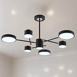 Сучасна стельова люстра Sirius 114W до 20 кв.м колір Чорний + Золото B X13287/6 BK+FGD