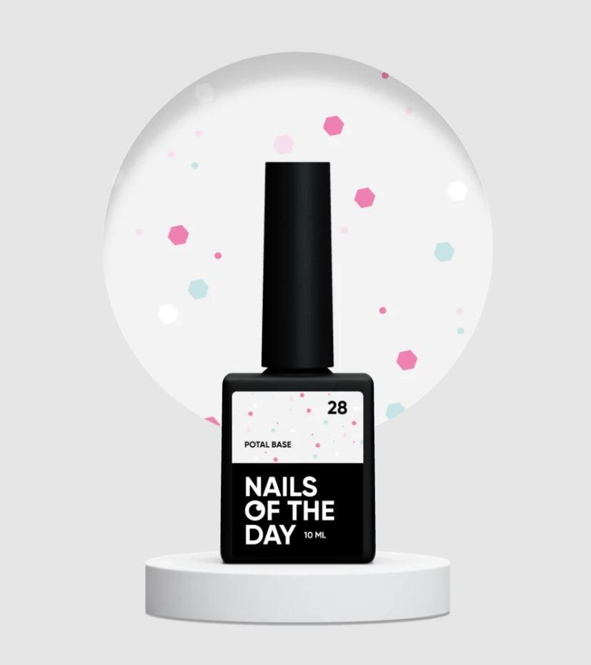 База з поталь Nails Of The Day Potal Base №28 (молочна з неоновими блискітками), 10 мл