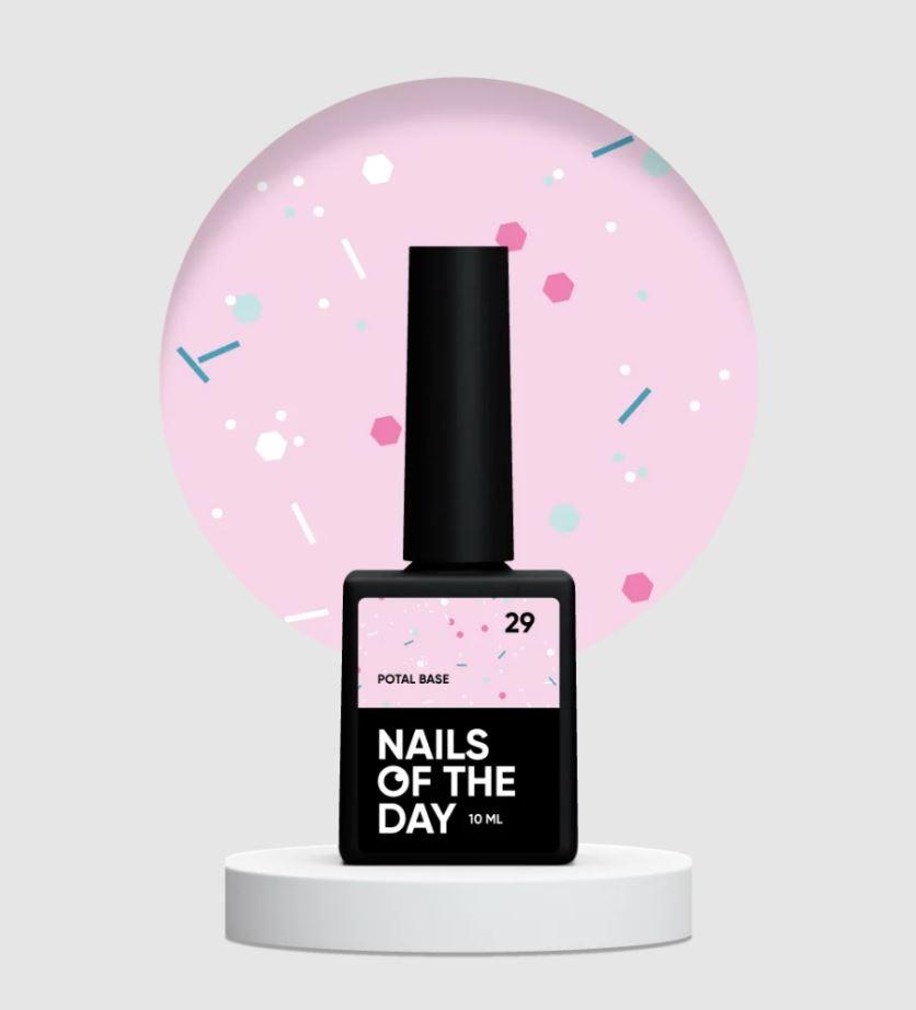 База з поталь Nails Of The Day Potal Base №29 (ніжно-рожева з неоновими блискітками), 10 мл