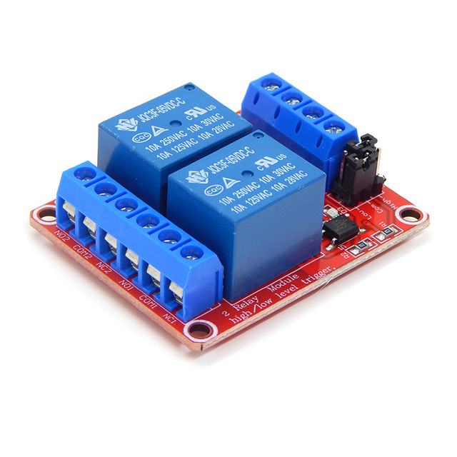 Модуль релейный 2х канальный (низкий/высокий уровень) - 5 В Arduino