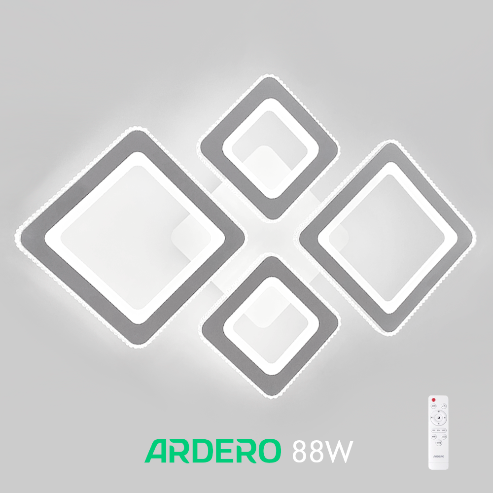 Люстра VIVID 88W AL6164 ARD біла Ardero 3000К-6500К 8600Lm LED світлодіодна з пультом ДУ 710х520х125мм ромби