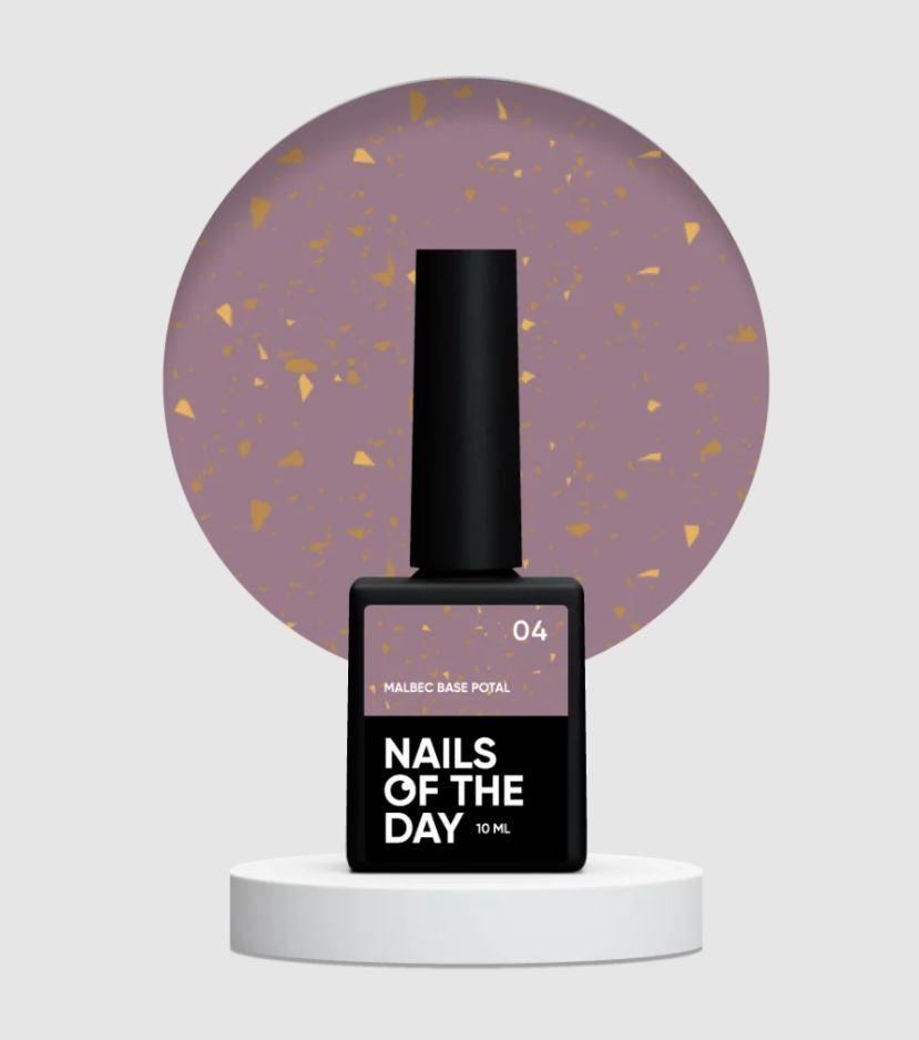 Вітражна база з поталлю Nails Of The Day Malbec base potal №04 (блідо-рожева), 10 мл