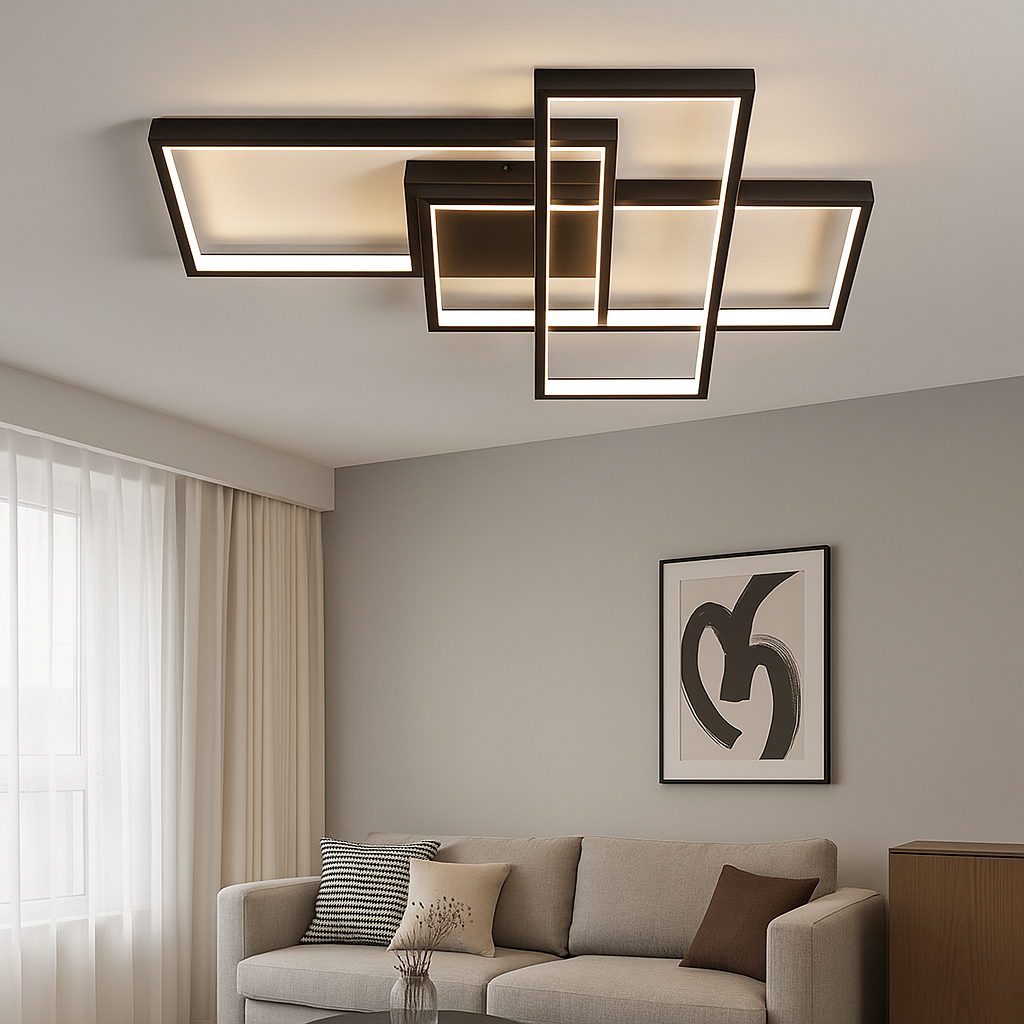 Сучасна Led люстра до 18 м² чорного кольору прямокутна Rectangle (Led 7871034)