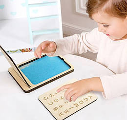 Набір Монтессорі з дерев'яним лотком для письма з піском