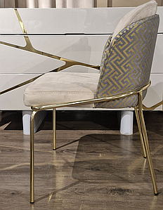 Стілець обідній металевий золотий з велюровою обшивкою 52х48х82 см Ерстейн