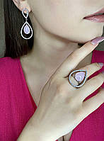 💗 Срібний комплект прикрас з рожевим кварцом і кубічним цирконієм — ніжність, яка не залишає байдужими