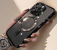 Прозорий магнітний чохол для iPhone 13 із захистом камери та підтримкою MagSafe Чорний