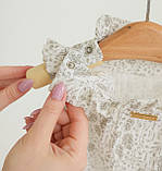 Боді білий з сірим,нарядний,літній,для хрещення 56,62,68,74,80, фото 4