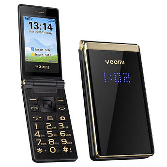 Телефон розкладачка бабушкофон YEEMI M2 Золотистий Гучний телефон з великими кнопками для літніх