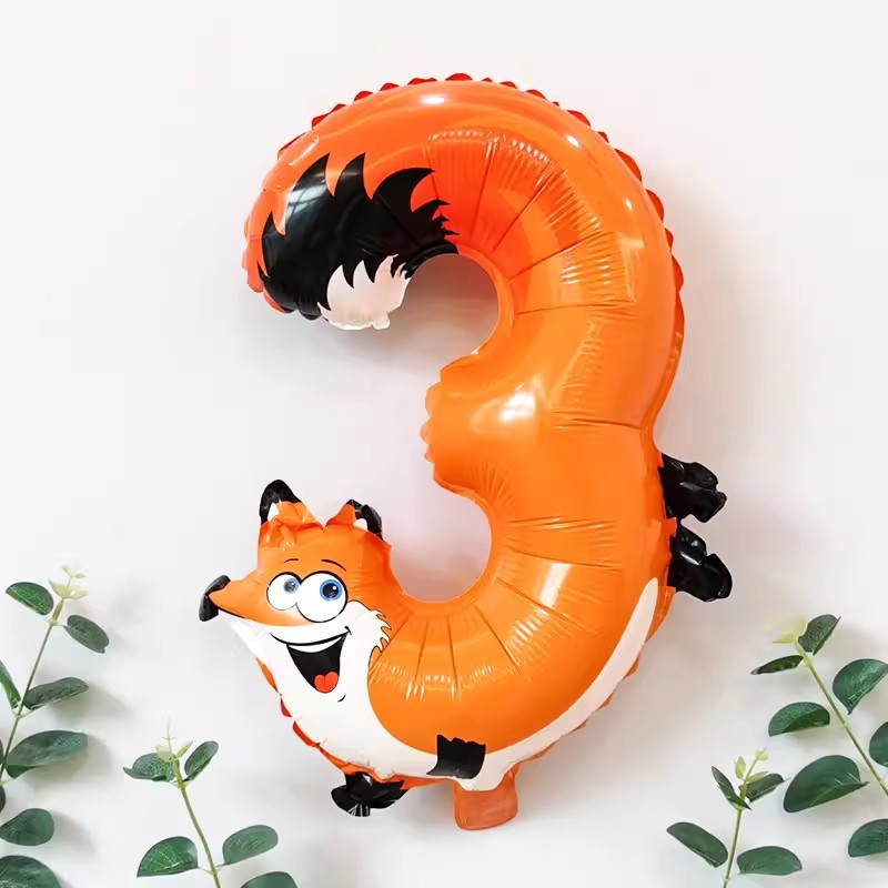 Кулька цифра 3 Лисичка 16 дюймів різнобарвний, фото 1