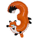Кулька цифра 3 Лисичка 16 дюймів різнобарвний, фото 2