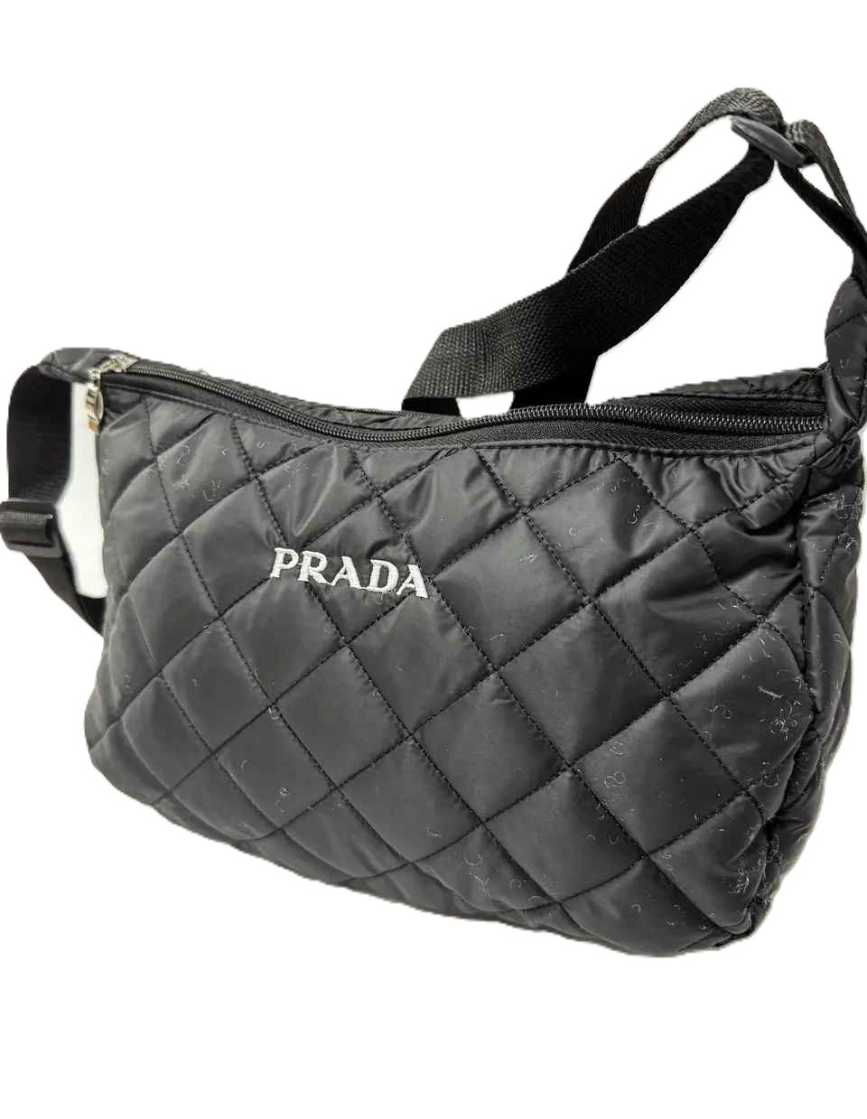 Стильна невелика стьобана жіноча сумочка плащівка чорна