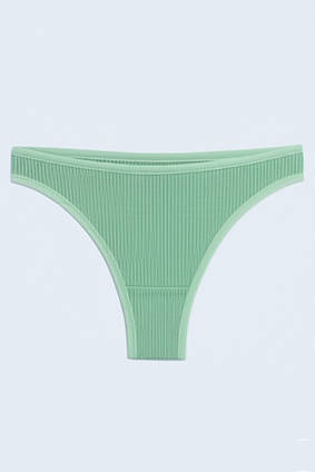 Трусики стрінги в рубчик бавовняні SMY зелений