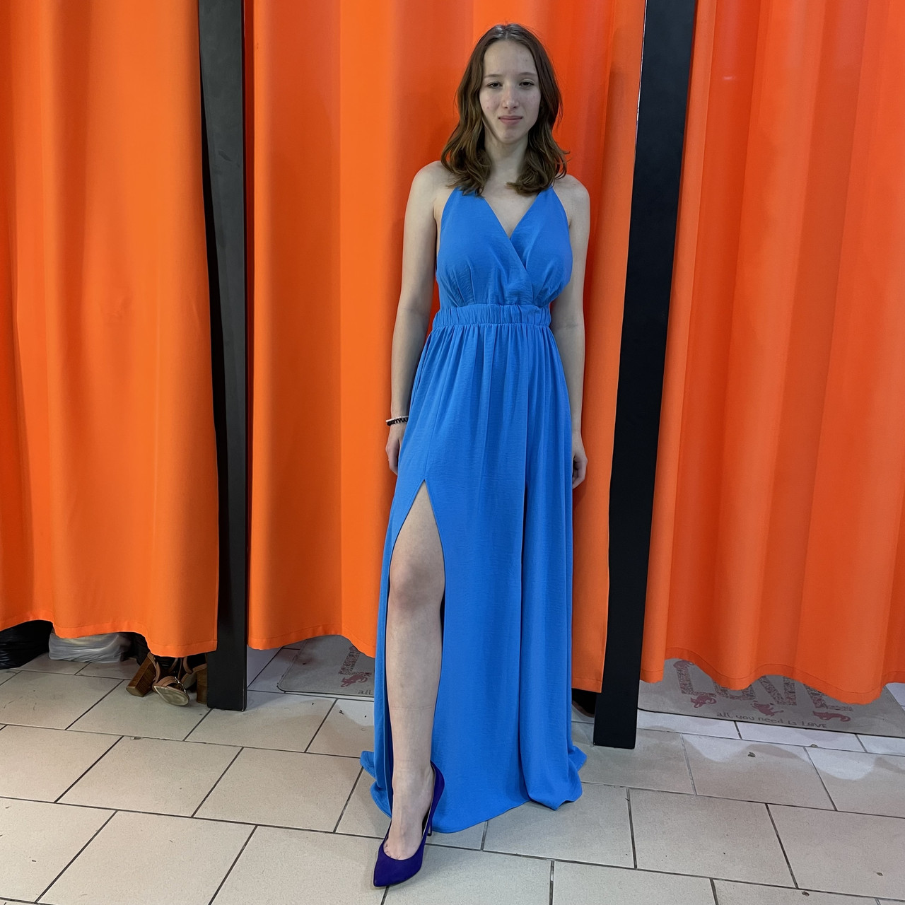 Сарафан жатка бретелі довжина максі 42/46 блакитний, фото 1