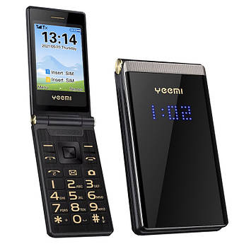 Телефон розкладачка бабушкофон YEEMI M2 Чорний Гучний телефон з великими кнопками для літніх