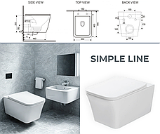 Комплект 5в1: інсталяція Geberit + безобідковий унітаз Simple Line білий + клавіша на вибір, фото 6