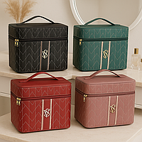 Косметичка органайзер із дзеркалом 27х20х18см Чорна / Кейс для косметики / Органайзер для косметики та прикрас