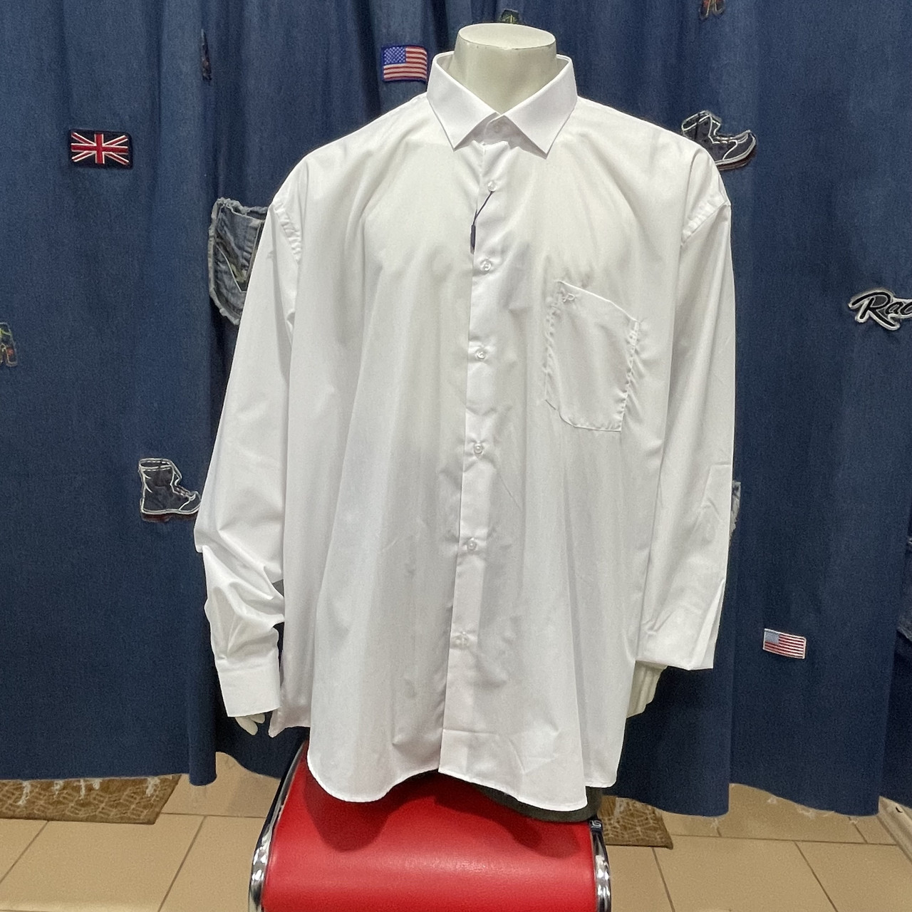 Сорочка Passero чоловіча довгий рукав кишеня великий розмір 9XL біла, фото 1