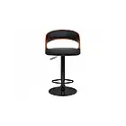 Стілець для бару шкіряний з дерев'яною спинкою MODENA Wood, механізм газліфт, поворот на 360 °, колір чорний, фото 2