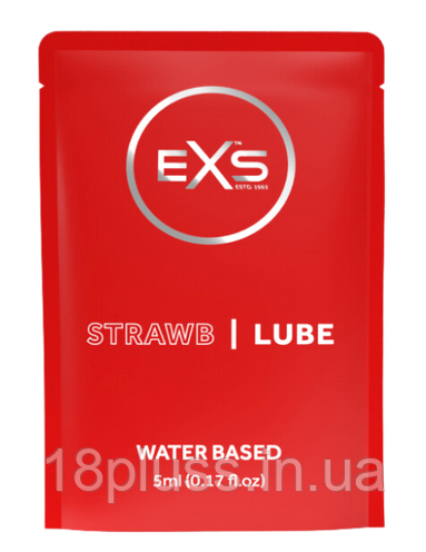 Лубрикант на водній основі з ніжним ароматом полуниці EXS Strawberry Lube, 5 мл, фото 1