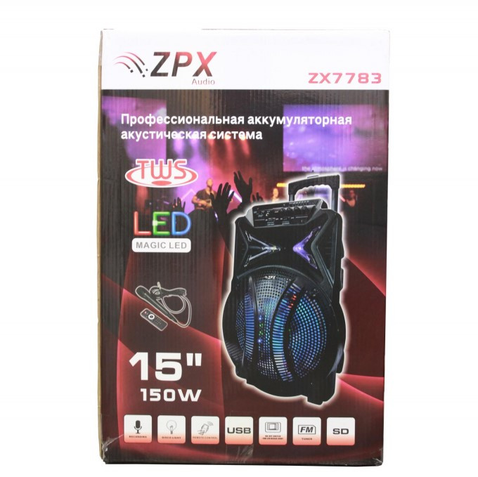 Портативна Bluetooth-колонка ZPX ZX-7783 BT 150 Вт мікрофон пульт ДК SV227, фото 1