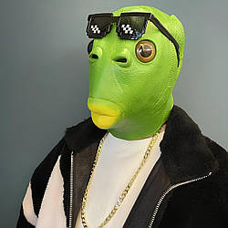 Маска риби RESTEQ - гумова маска Людини-Риби з отвором для рота, зелена, універсальний розмір