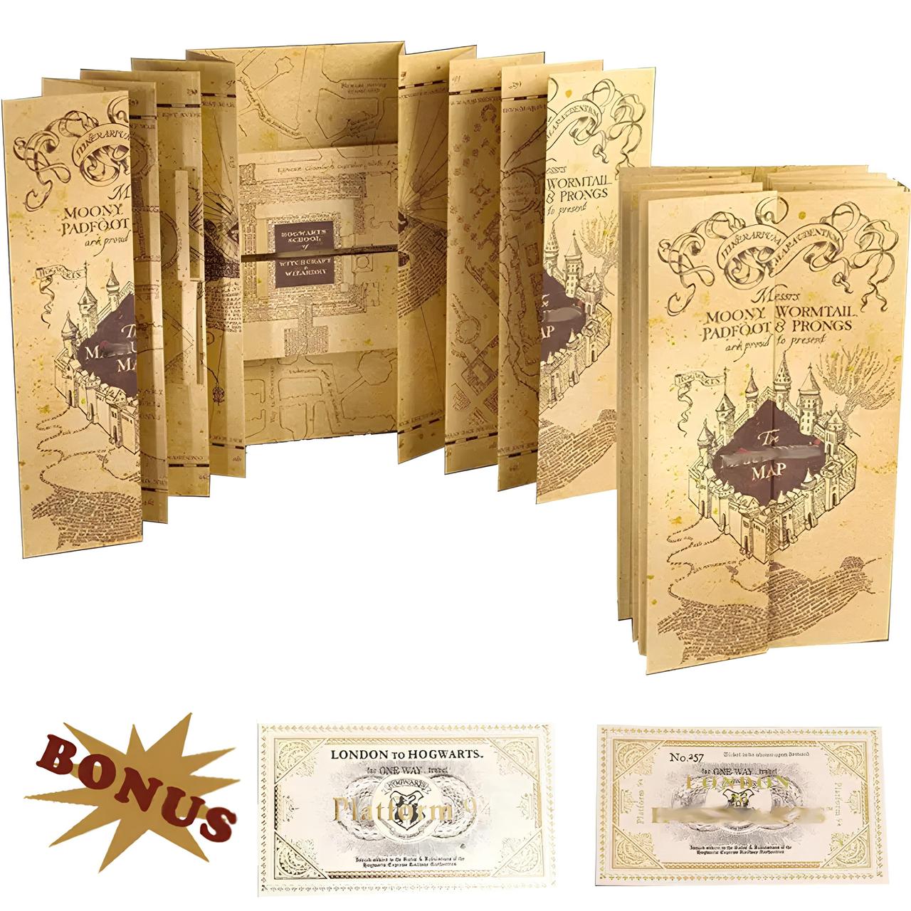 Карта мародерів і 2 квитки в Гоґвортс Marauder's Map чарівний набір для шанувальників світу Гаррі Поттера